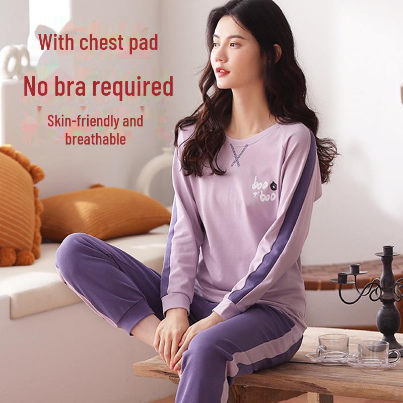 Women's Long-Sleeve Padded Pajamas, Cute Cartoon Style, Large-Size, Spring & Autumn Homewear, 2024 New Collection.
