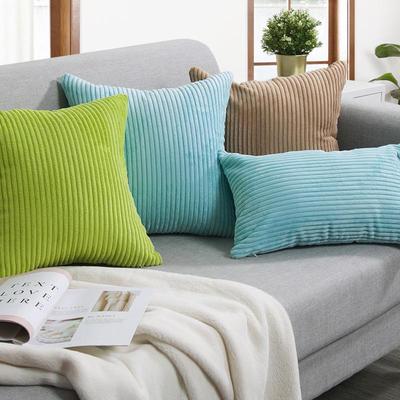 Nordic Striped Corduroy Throw Pillow: Solid Color Cushion for Backrest and Waist Support
