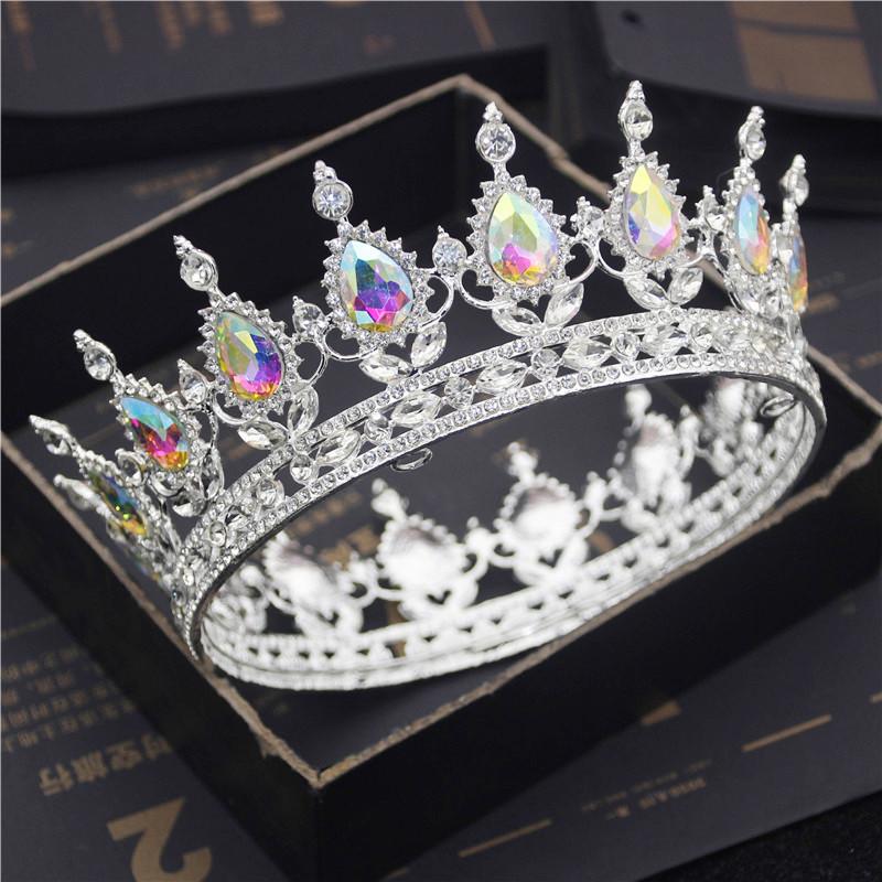 Bride Royal Purple Crystal Queen King Tiaras and Crowns Bridal Pageant Diadem Head Ornament Wedding Hair Jewelry Accessories