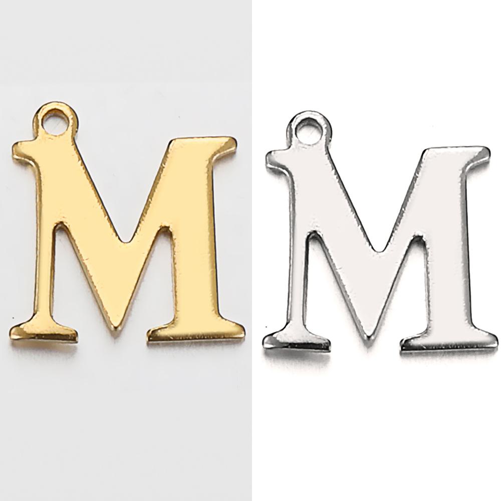 20pcs Stainless Steel Gold Letter Charm Initial Charms Alphabet Beads Pendants Assorted for Bracelet Necklace Jewelry Making DIY