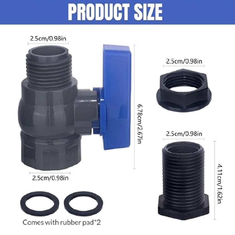 Plastic Water Collector Faucet for Bucket Pond Aquariums Including Mounting Hardware and Sealing Accessories