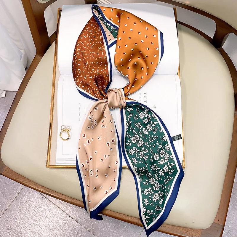 Long Silk Scarf Bag Tie Lady Neck Skinny Scarves Hairband Foulard Horse Print Brand Lady Neckerchief Ribbon  Spring New