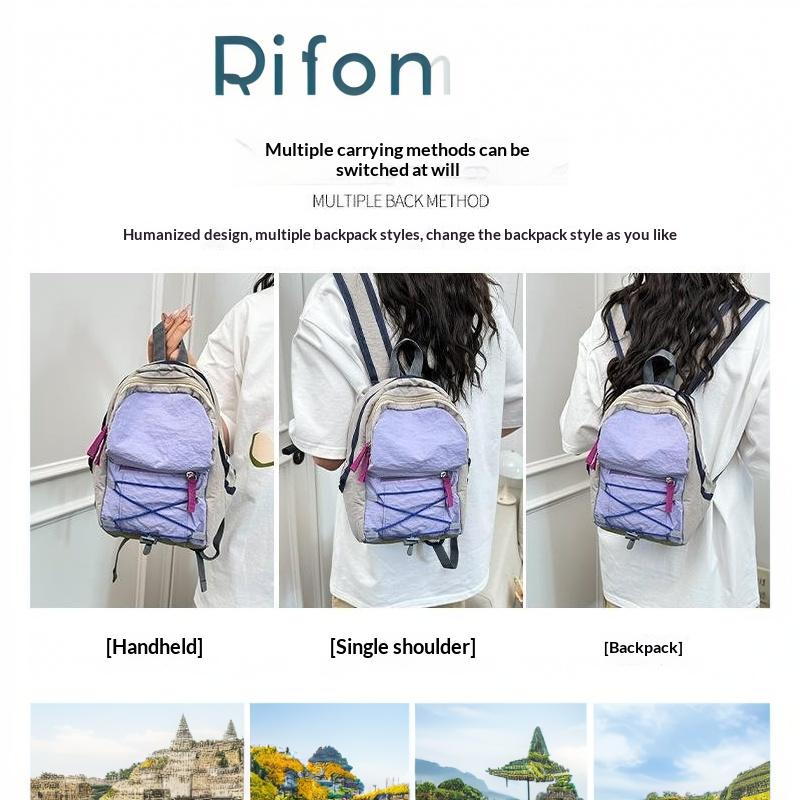 Fashion Lightweight Mini Backpack Portable Multifunctional Shoulder Bag Large Capacity School Bag Outdoor Use