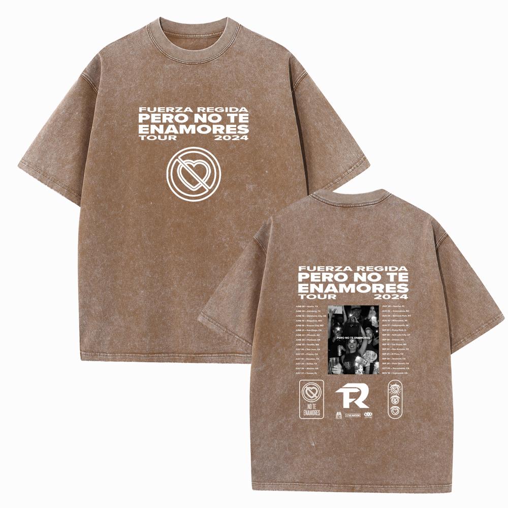 

Fuerza Regida Но Не Влюбляйся Тур Винтажная Футболка с Круглым Вырезом Харадзюку с Коротким Рукавом Подарок для Поклонников Музыки Хлопок Лето 3XL