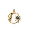 European Retro Sun and Moon Stainless Steel Pendant with Semi-Precious Stone Charm for Women.