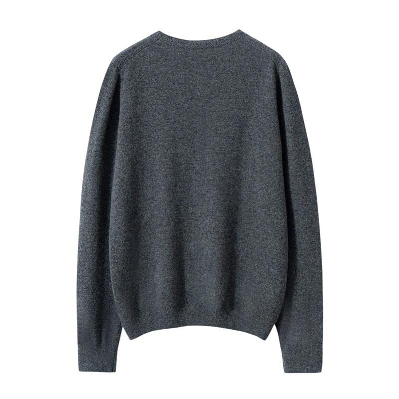 Women's Pure Cashmere Sweater - New Autumn/Winter Soft Loose Blue & White Porcelain Pattern Round Neck Pullover