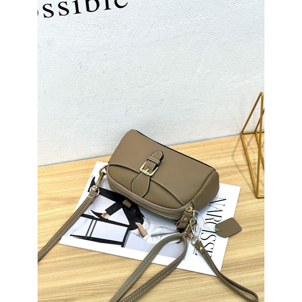Cowhide Women's Bag Shoulder Crossbody Women's Bag Cute Fashion Shell Bag Mobile Phone Bag
