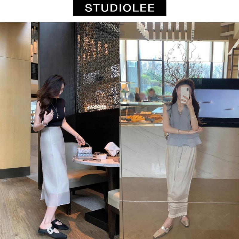 Sheepskin bag head slippers women's sparkling diamond buckle square head one word low heel temperament half drag empty single shoes