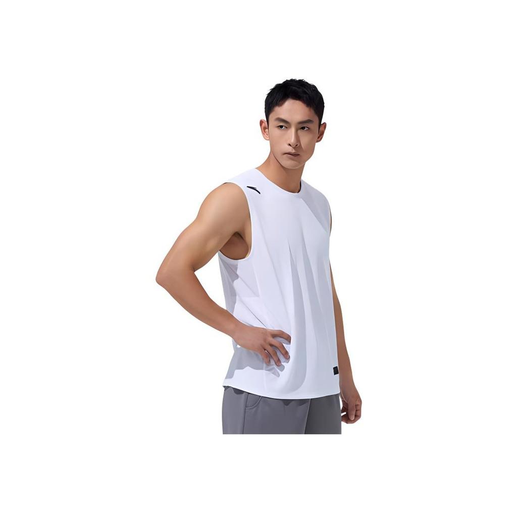 Anta Solid Color Round Neck Sleeveless Pullover Vest Men tops Pure-White 952427112-3
