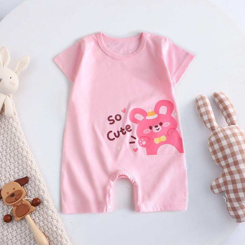 2026 Summer Kids O-Neck Short Sleeve Pajama-Rompers Baby Spring Short Crawling Clothes Cartoon Cotton Jumpsuit for Girl Boy