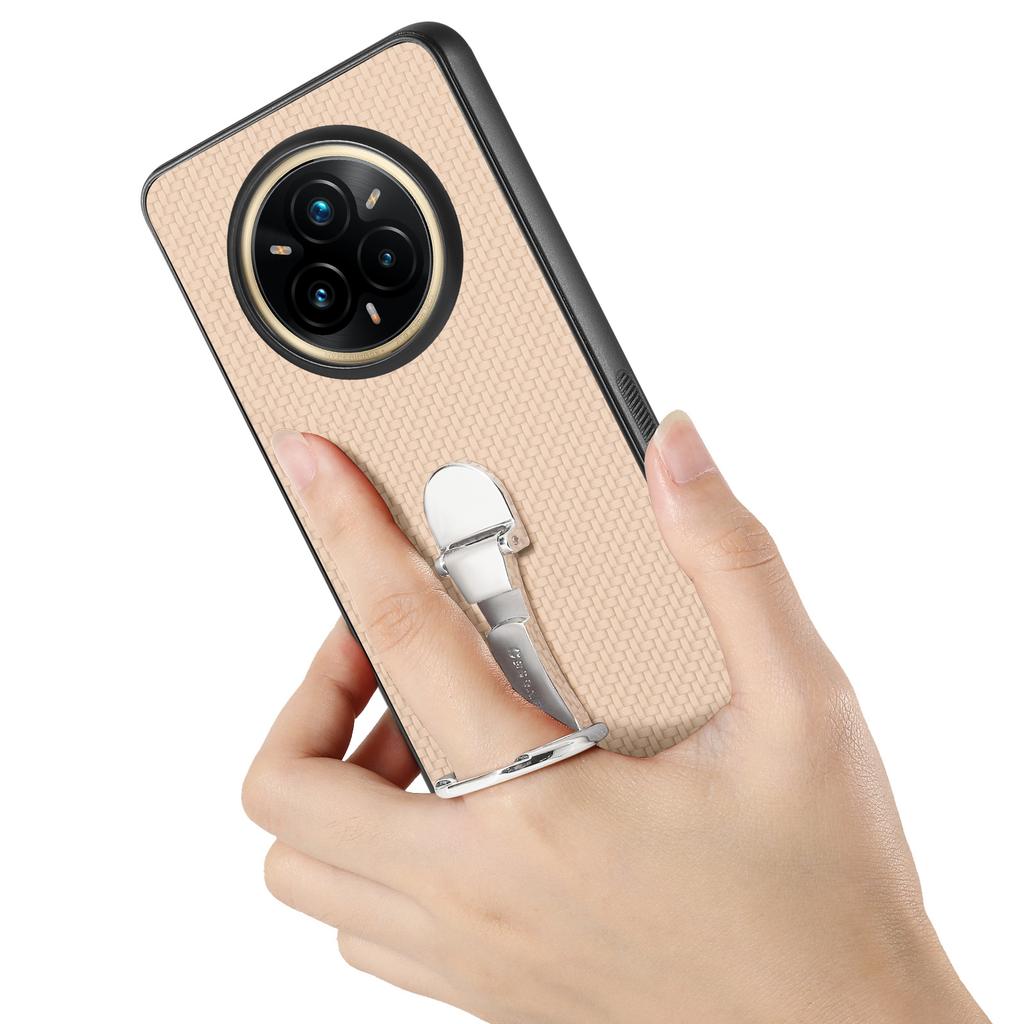 Pro Realme 14 Pro 5G Pouzdro Skládací Stojánek Kožený Zadní Kryt Textura Uhlíkových Vláken