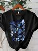 Women's Soft Seashell Print T-Shirt - Casual Crew Neck Short Sleeve Top for Spring & Summer Blue Marine Life Design