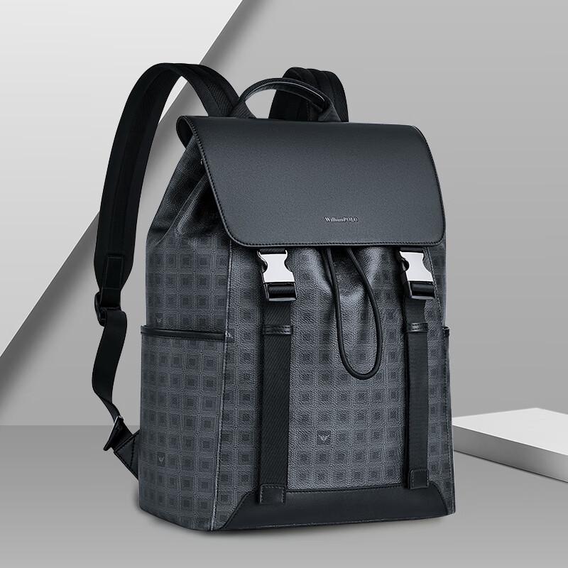 WILLIAMPOLO Men s Vintage Plaid Laptop Backpack One Size