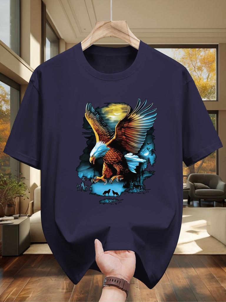 Men Tshirt Featuring A Majestic EaglePattern with A Casual andVersatileStyleMade of BreathableFabricSuitable forSummerDailyWear
