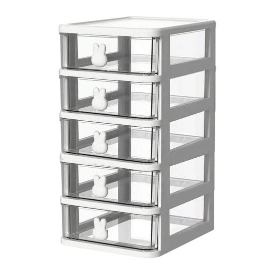 Aufbewahrungsbox Kunststoff Schublade Schreibtisch-Organizer Klar Mehrschichtig Schreibtisch-Aufbewahrungsbox mit Hasen-Griffen Große Kapazität Bürobedarf