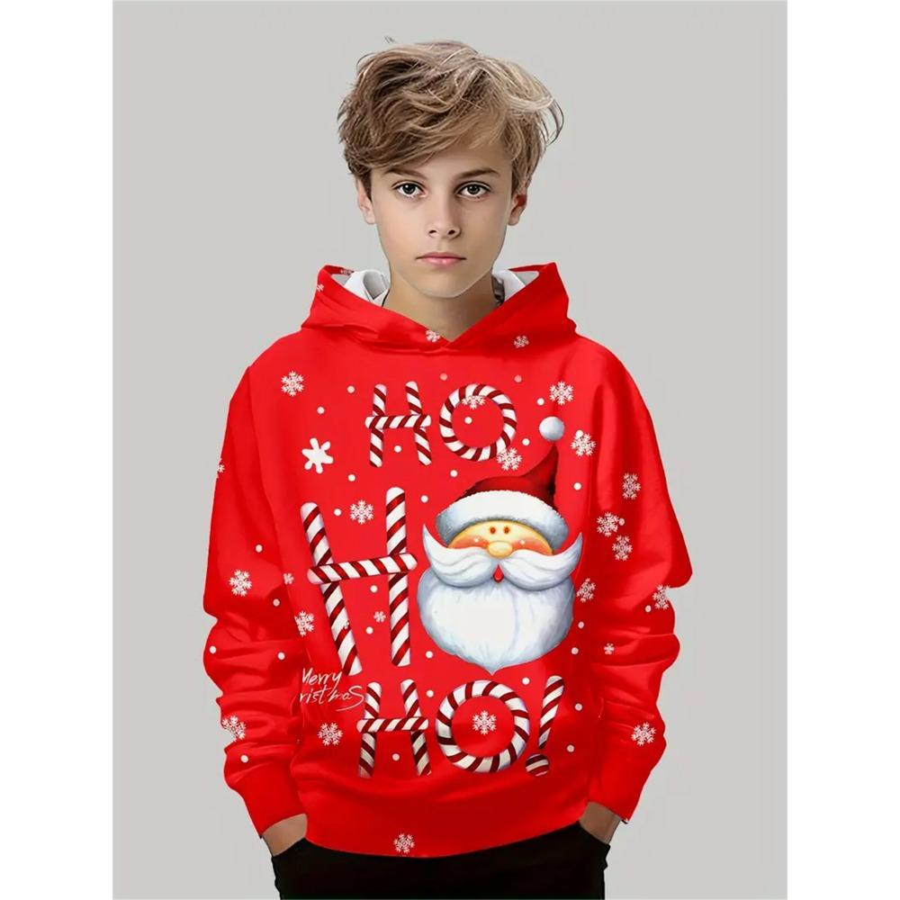 Child Sweatshirt Christmas Hoodies Cartoon Children's Fashion Santa Claus Print Clothes Child Girl Outdoor Clothes for Children