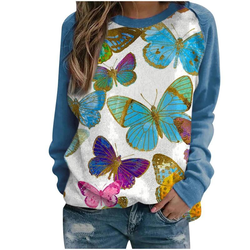 Women's hoodie 3D digital printed round neck hoodie with shoulder inserts for autumn winter women's wear