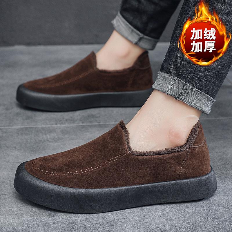 Winter New Large Size Warm and Velvet Men's Beanie Shoes Youth Casual Shoes British Trendy Men's Shoes