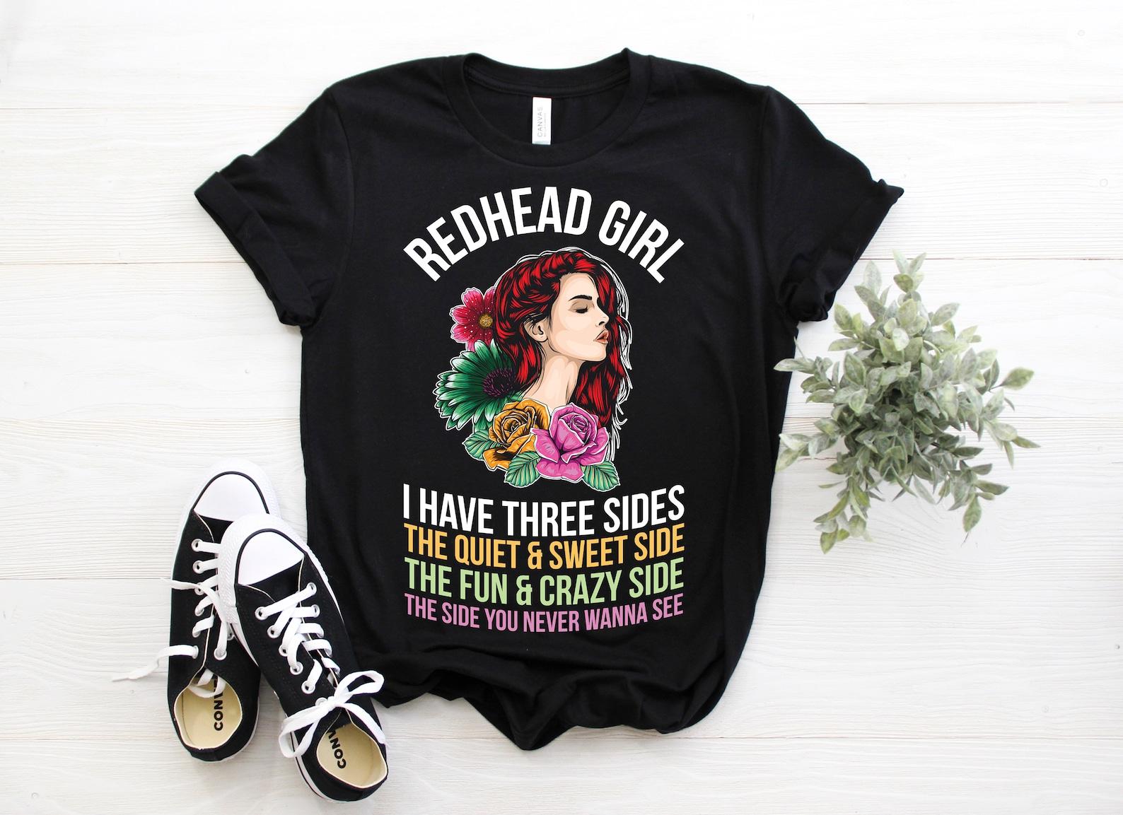 Redhead Girl T-Shirt, Cute Red Hair Girls Gift, Funny Redhead Birthday Present Clothes, Cool Ginger Mom Grandma Aunt Sister Daughter Apparel 100