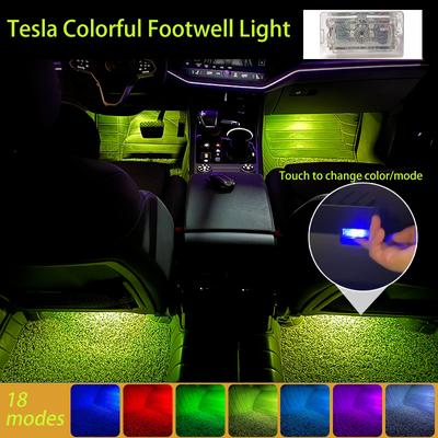 For Tesla Model 3 2017~2020 Model Y 2026~2026 Model S 2026~2026 Car Footwell Lights Touch LED Atmosphere Neon Lights Accessories