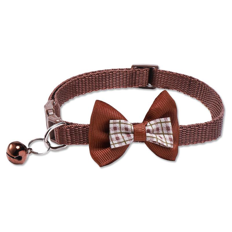 Cute Plaid Bow Tie Pet Collar Adjustable Polyester Dog Cat Necklace Bell Charm Colorful Checkered Design Winter/Spring Summer