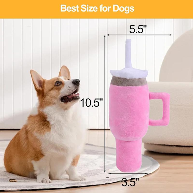 Durable Chew Resistant Pet Water Cup Plush Toy. 26x13cm, for Dogs/Cats, Satisfies Chewing Instinct