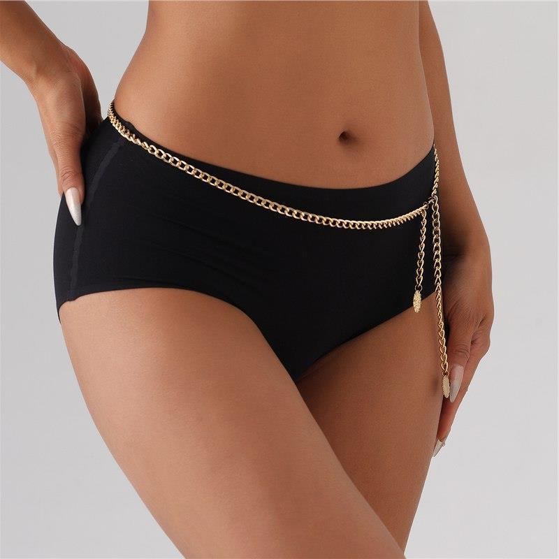 2026 Trendy Fashion Simple Sexy Golded Aluminum Waist Chain For Wome Beach Vacation Body Jewelry Belly Necklace