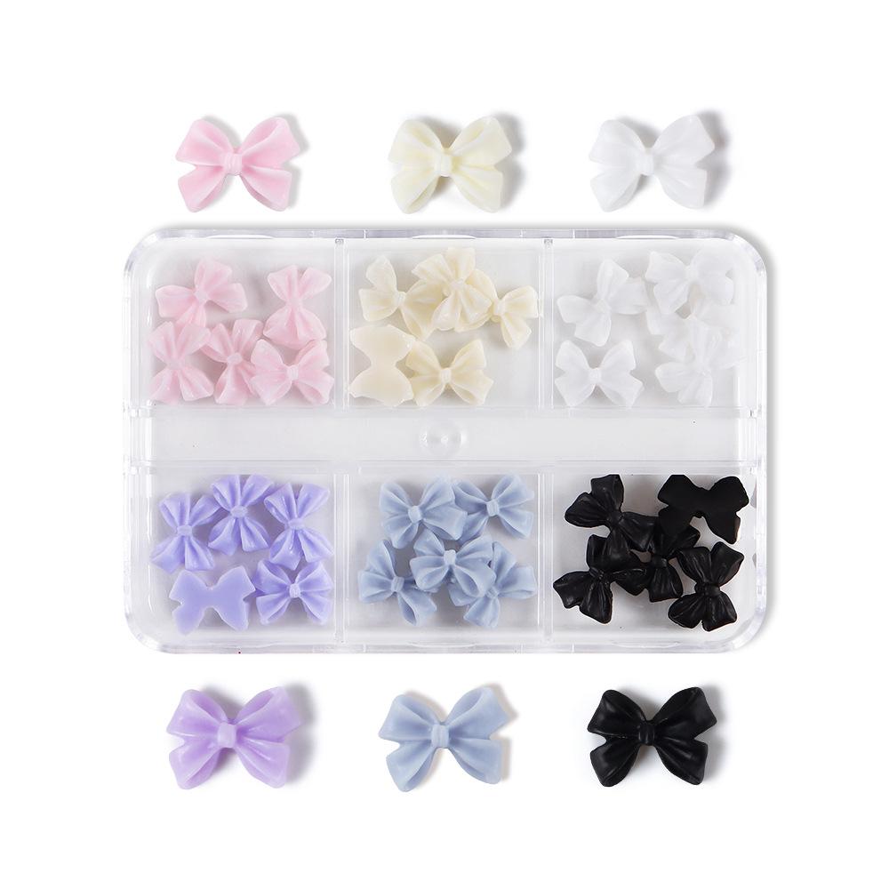 6-grid Box Ribbon Bow Nail Accessories Resin Bow Accessories DIY Nail Products