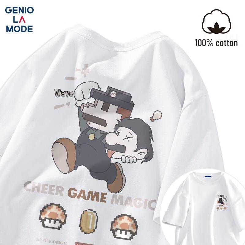 GENIOLAMODE Men's Cotton Short-Sleeve Graphic Tee