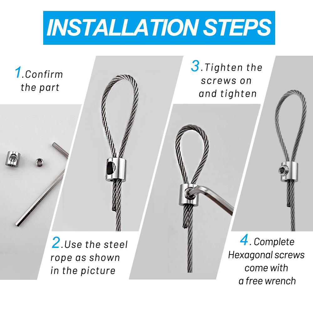 10pcs For 2mm Wire Rope Clamp  Copper Suspension Clips Single Hole Retainer Clip Adjustable Screw Fixing Hardware Accessories