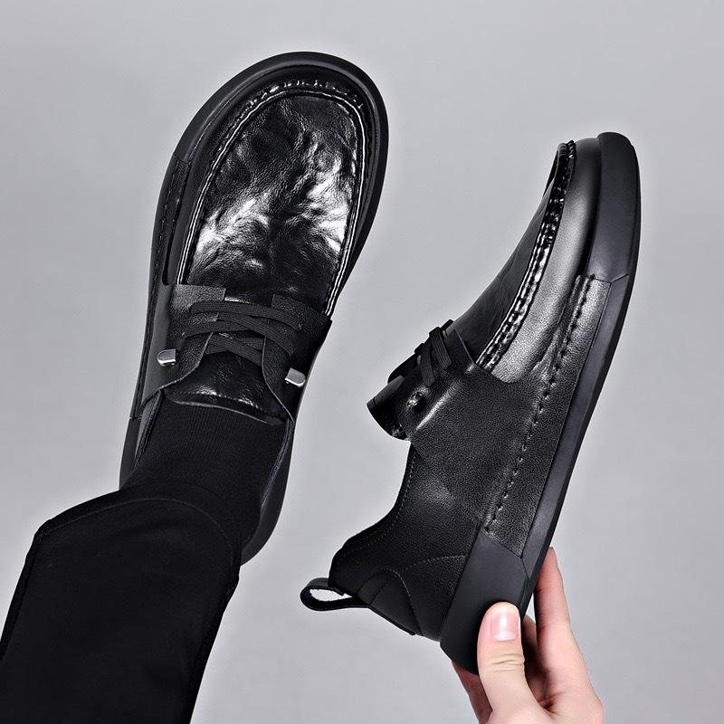 New Leather Shoes for Men's Shoes with Soft and Thick Sole Versatile Men's Casual Leather Shoes for Men's One-foot-resistant Shoes