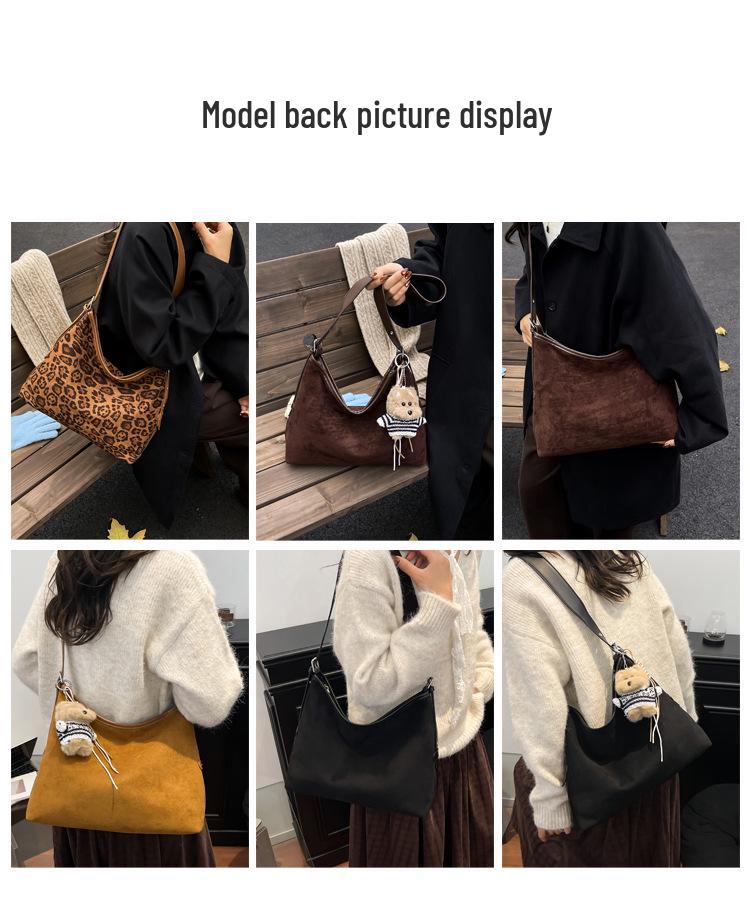 Women's Frosted Suede Retro Tote: Winter Underarm Shoulder Bag with New Textured, Simple Fashion Design