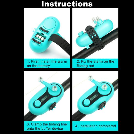 Electronic Fishing Bite Alarm Buzzer Light Adjustable Strap 80dB Night Fishing Rod Alert Light Sensitive Electronic Bite