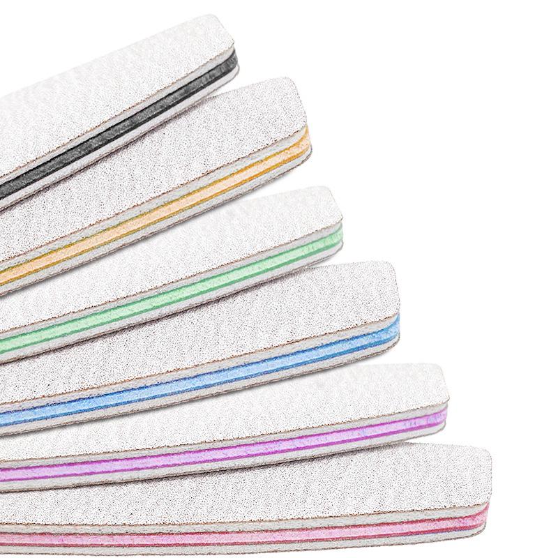 Gray-White Sand Half-Moon Nail File, Wear-Resistant, Washable, Non-Shedding, Double-Sided Grinding Strip with Teeth.
