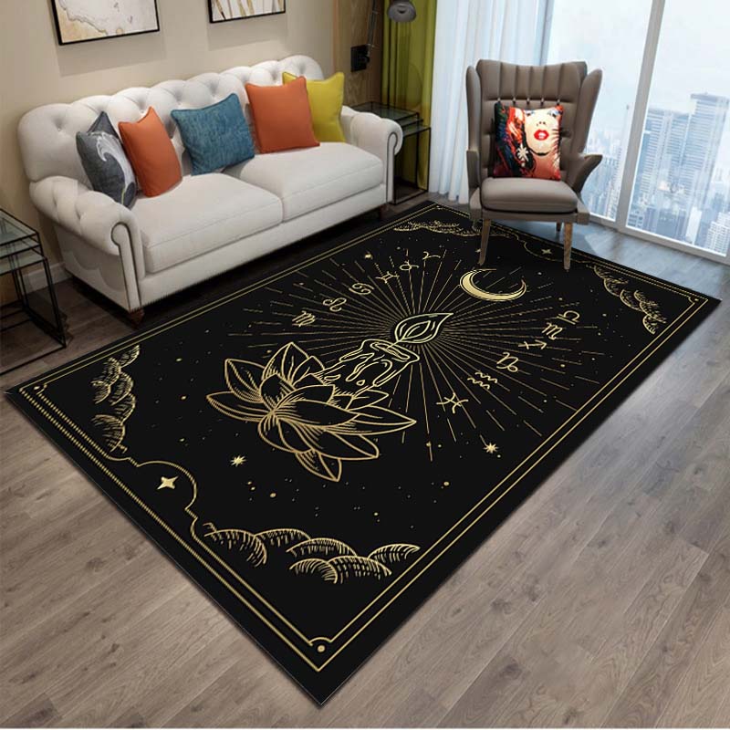 

15 Sizes Celestial Black Moon Star Sun Rugs for Living Room Witch Gothic Astrology Zodiac Carpet Floor Mat Rug for Bedroom Decor 40x60cm (16x24in)
