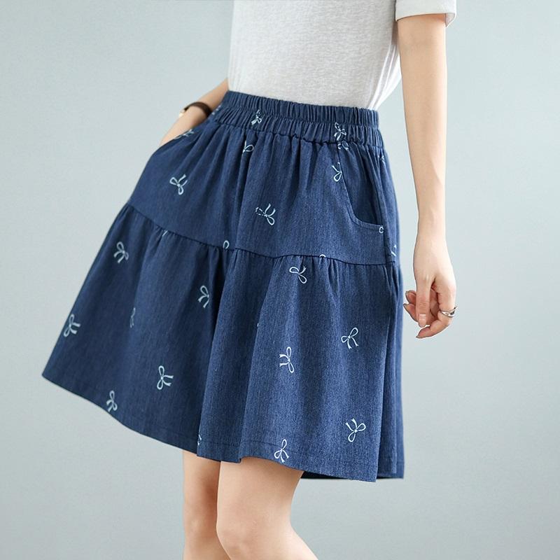 High waist plus size vintage Bow casual loose summer denim shorts for women short jeans
