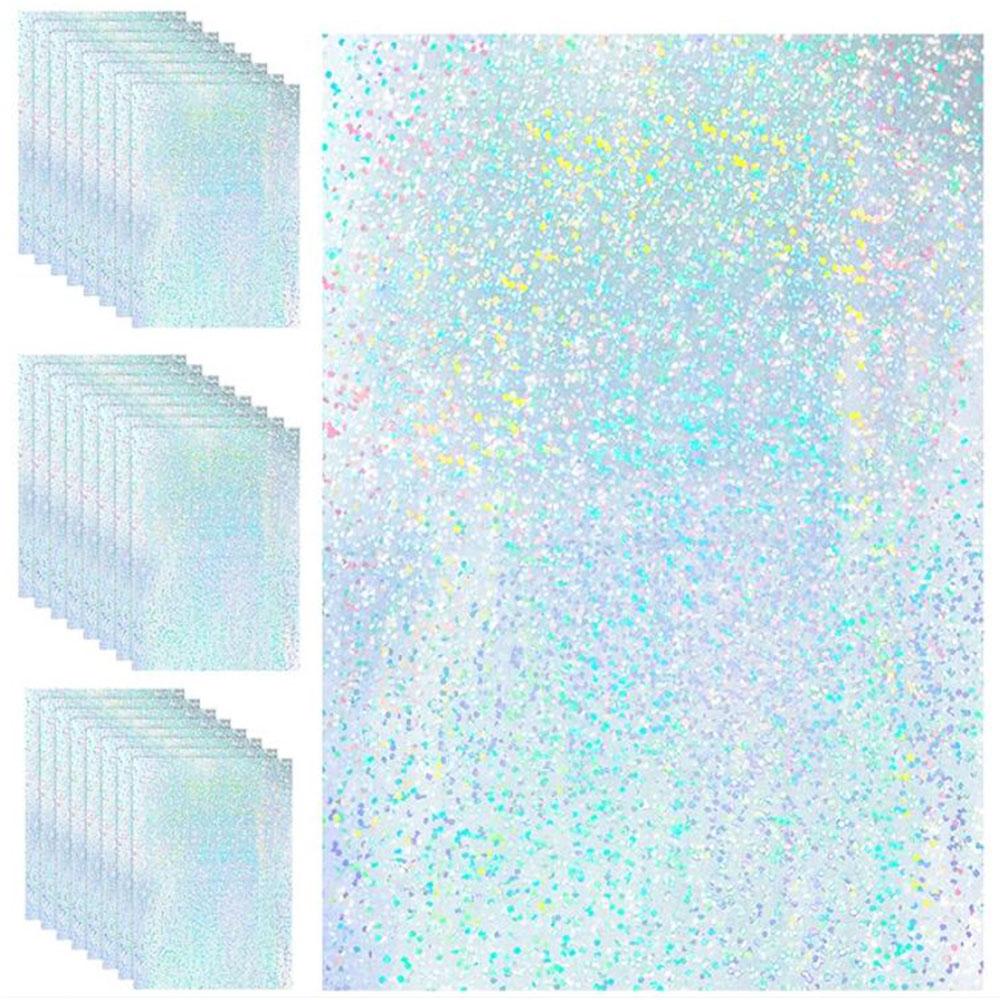 Holographic Glitter Laser Self Adhesive Waterproof  Vinyl Stickers A4 Size Overlay Photos Windows Laptops Decorations 10pcs Sets