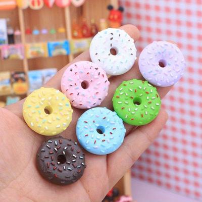 5 Pcs/Set Cute Mini Candy Donut Doll Food Pretend Play Dollhouse Accessories Miniature Home Craft Decor Cake.
