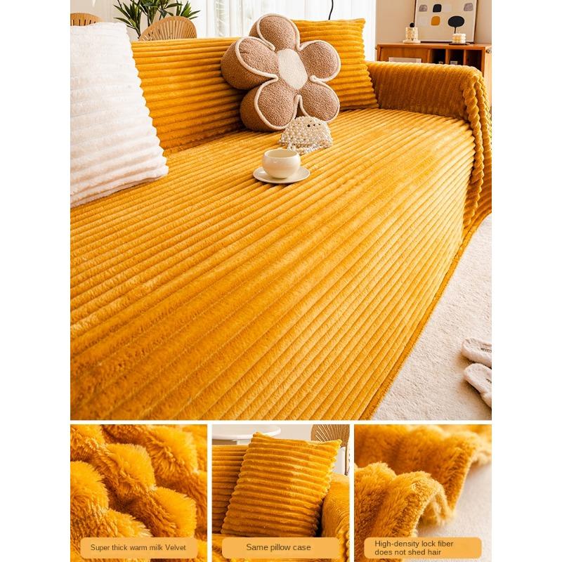 Nuevo Paño Toalla Cubre Sofá de Franela de Leche Todo Incluido Universal Invierno Felpa Cubre Sofá Funda Anti-arañazos de Gato Cojín para Sentarse