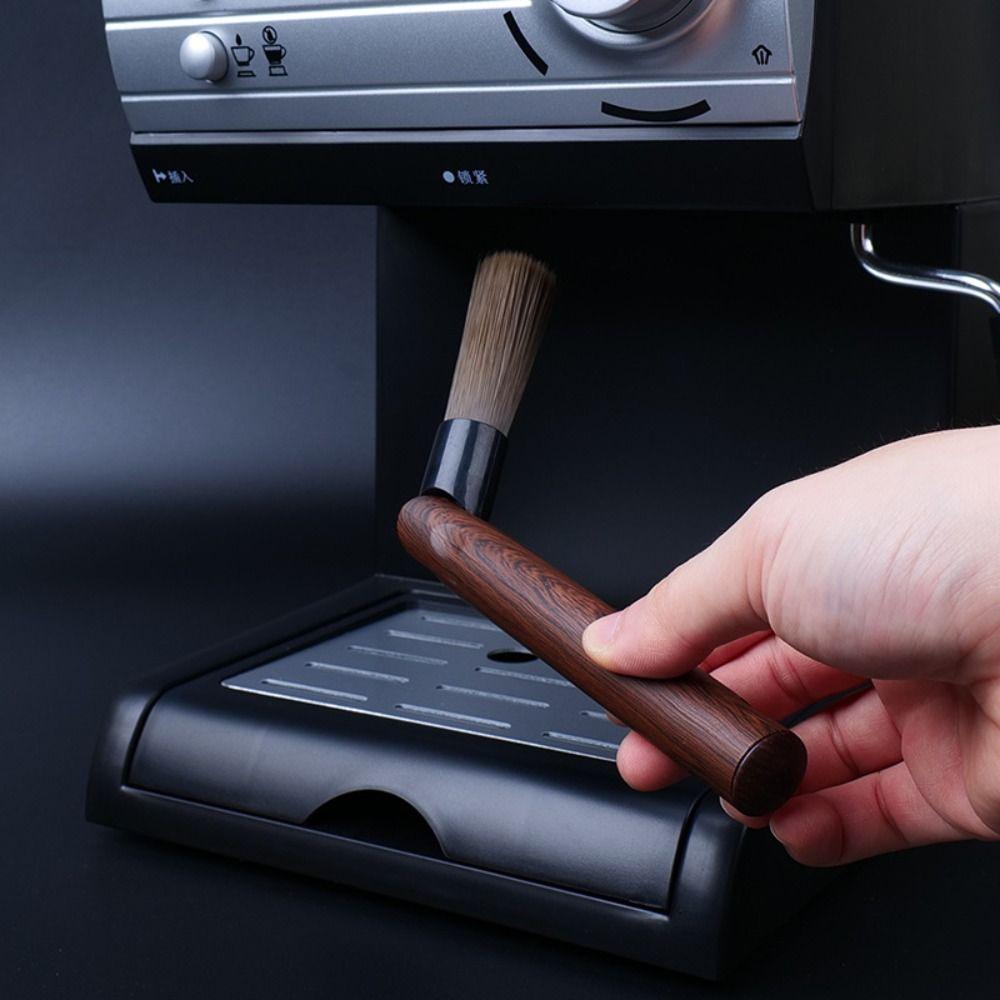 Flexible Coffee Cleaning Brush Wood-Grain Handle Coffee Grinder Cleaning Brush Home Kitchen