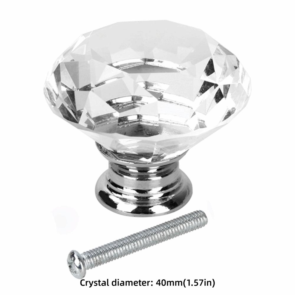 8 pz Maniglie per Porte Diametro 40mm Vetro Trasparente Argento Pomelli per Armadietti Pomelli Decorativi per Cassetti Cucina