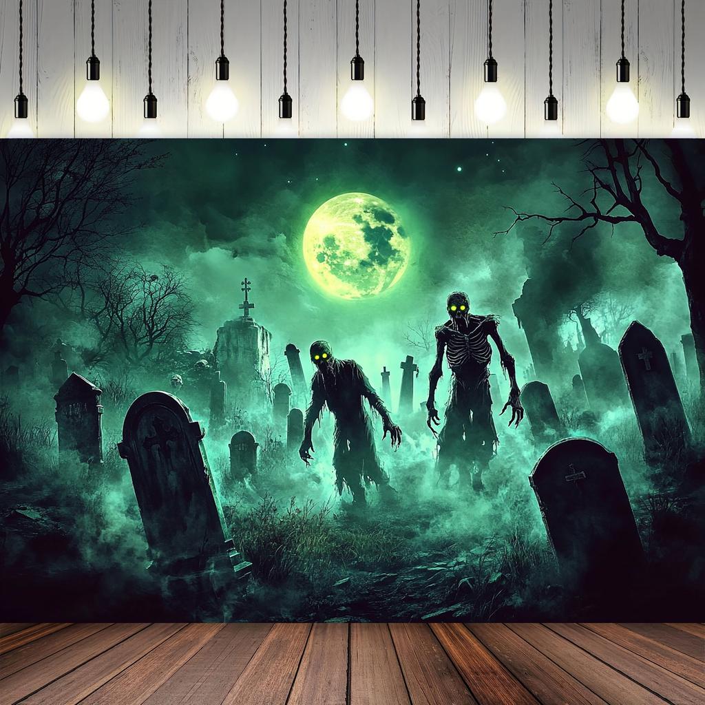 2D planar ghost cemetery zombie banner - suitable for Halloween birthday and wedding tomb decorationzyc