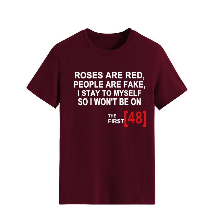 Roses Are Red Women's Loose Round Neck T-Shirt - Short Sleeve, Simple Design, 2021