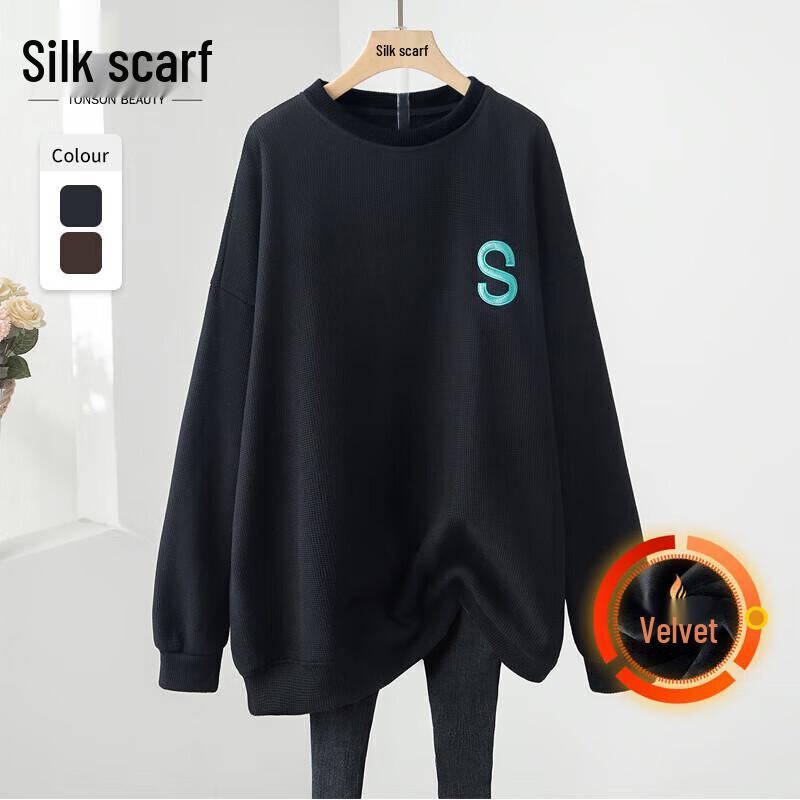 

Si Baishe Women s Embroidered Round Neck Loose Sweatshirt L