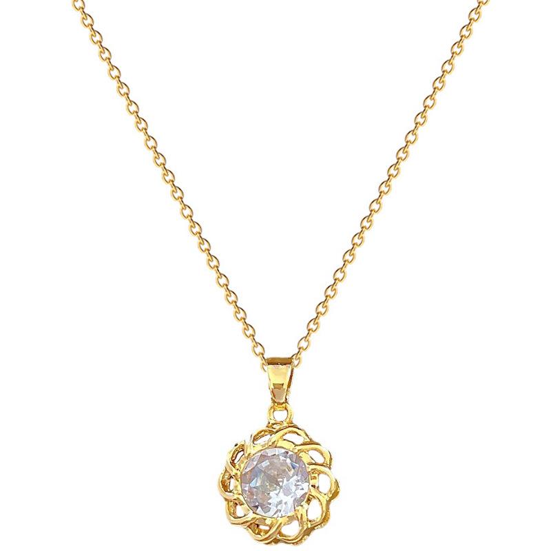 Titanium Steel Light Luxury Temperament Gorgeous Full Diamond Rotating Zircon Necklace Female Versatile Collarbone Chain Titanium Steel Chain