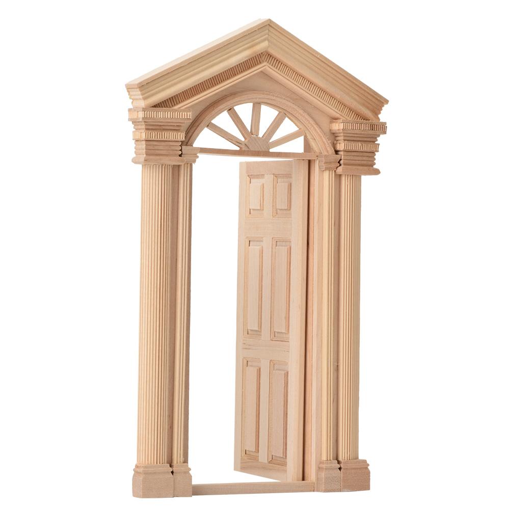 1:12 Doll House Mini Wooden Steepletop Door for Dolls DIY Dollhouse Furniture Accessories