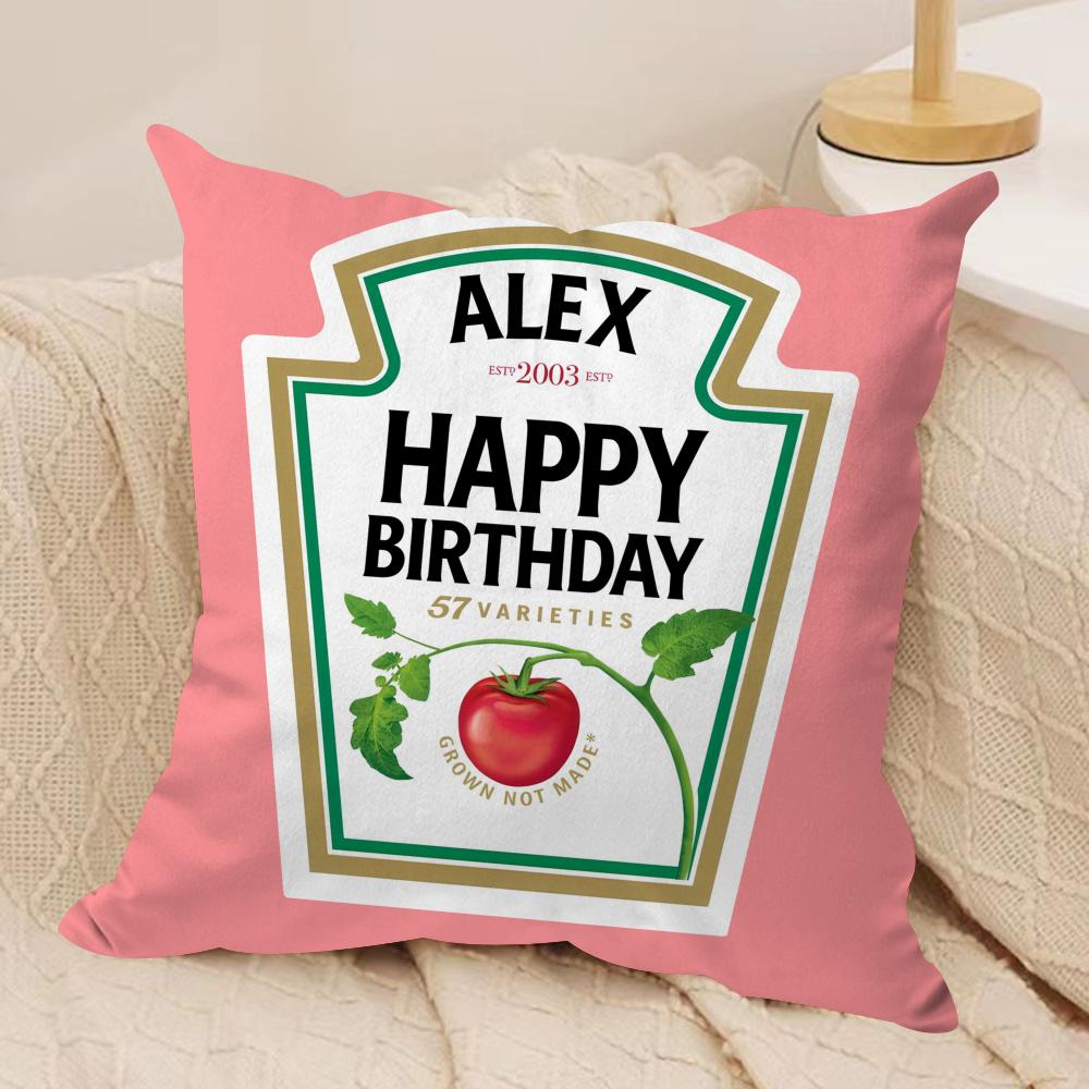 Funny KKetchup LLabel Cushion Cover Pillowcase Ultra Soft Skin Friendly Fabric Cloud Like Comfort Concealed Zipper