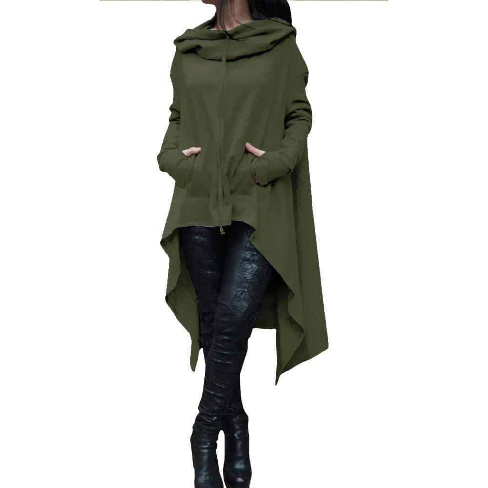 Felpa con Cappuccio da Donna Pulli Con Cappuccio Asimmetrico Lungo e Design Accogliente del Maglione