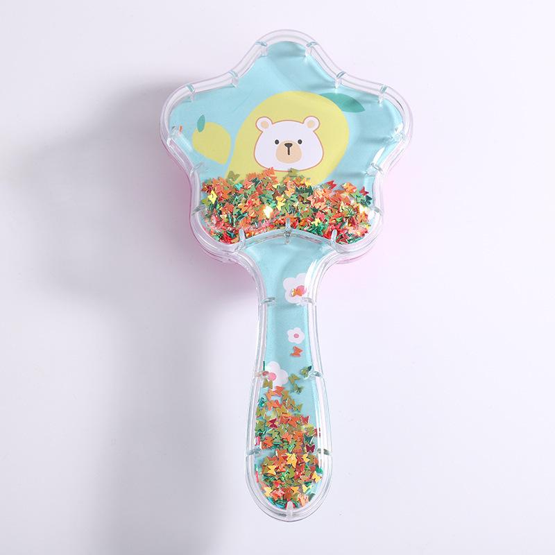2023 New Cartoon Quicksand Comb with Glitter and Foam Hair Cushion Massage Comb for Cosmetic Styling