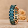 Baguette Cut Topaz Eternity Band Ring – Rose Gold Plated 925 Sterling Silver Stackable Wedding Anniversary Ring - Art Deco Jewelry Gift for her